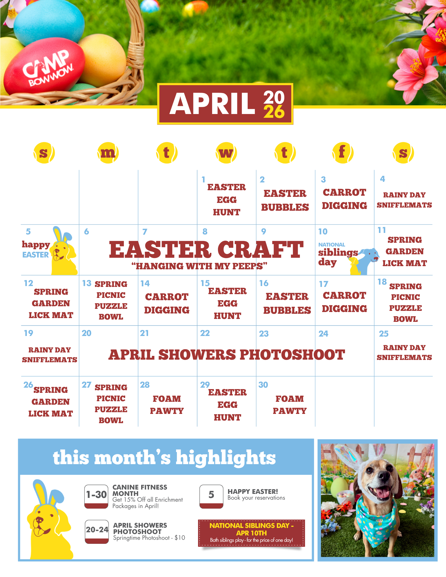 April Activity Calendar 2026
