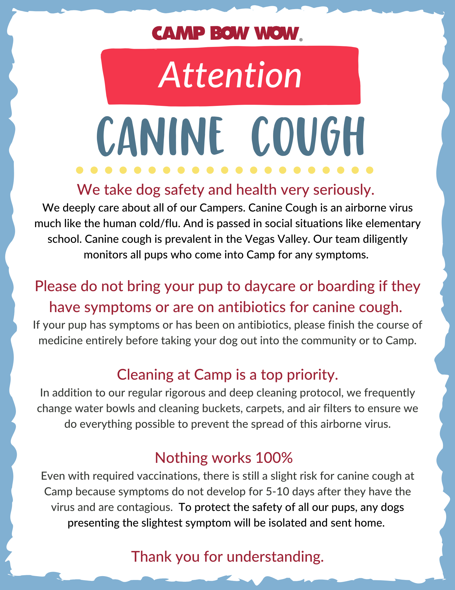 Canine Cough Attention Notice
