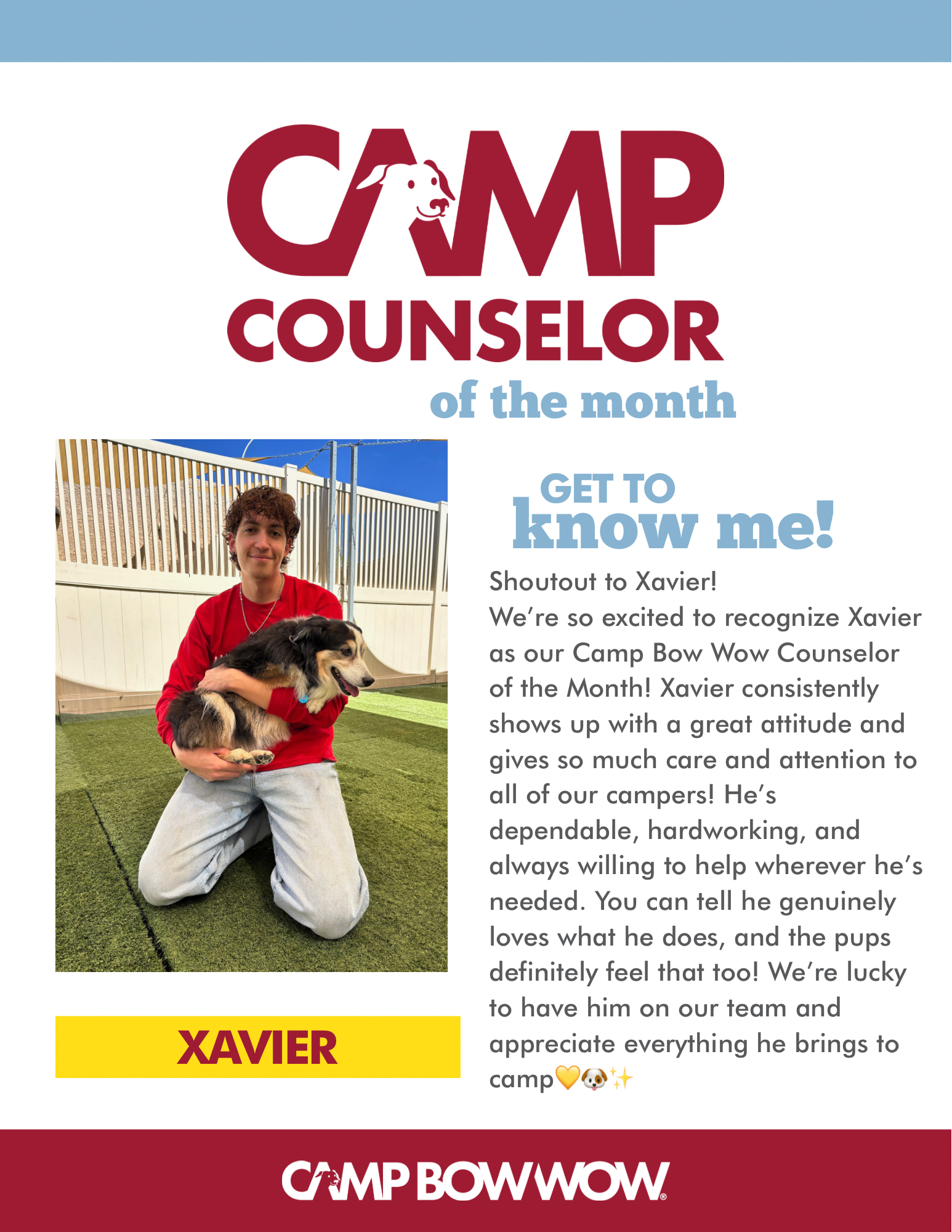 Xavier Counselor of the Month