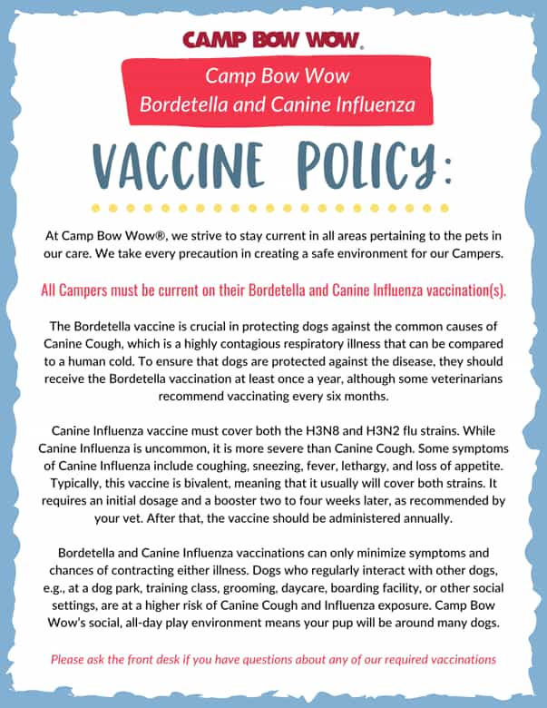 Camp Bow Wow Vaccine Policy