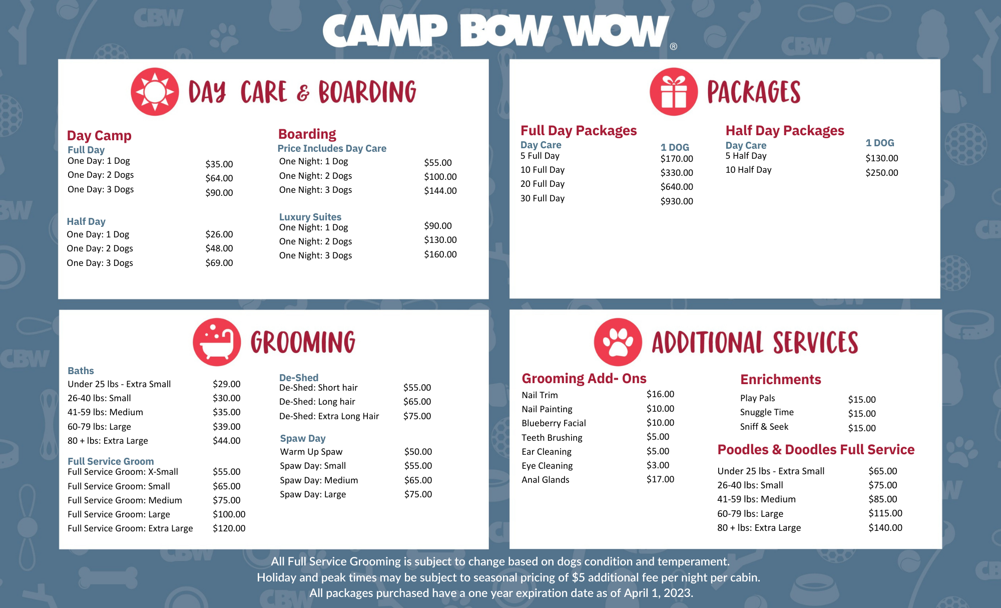 Camp Bow Wow pricing