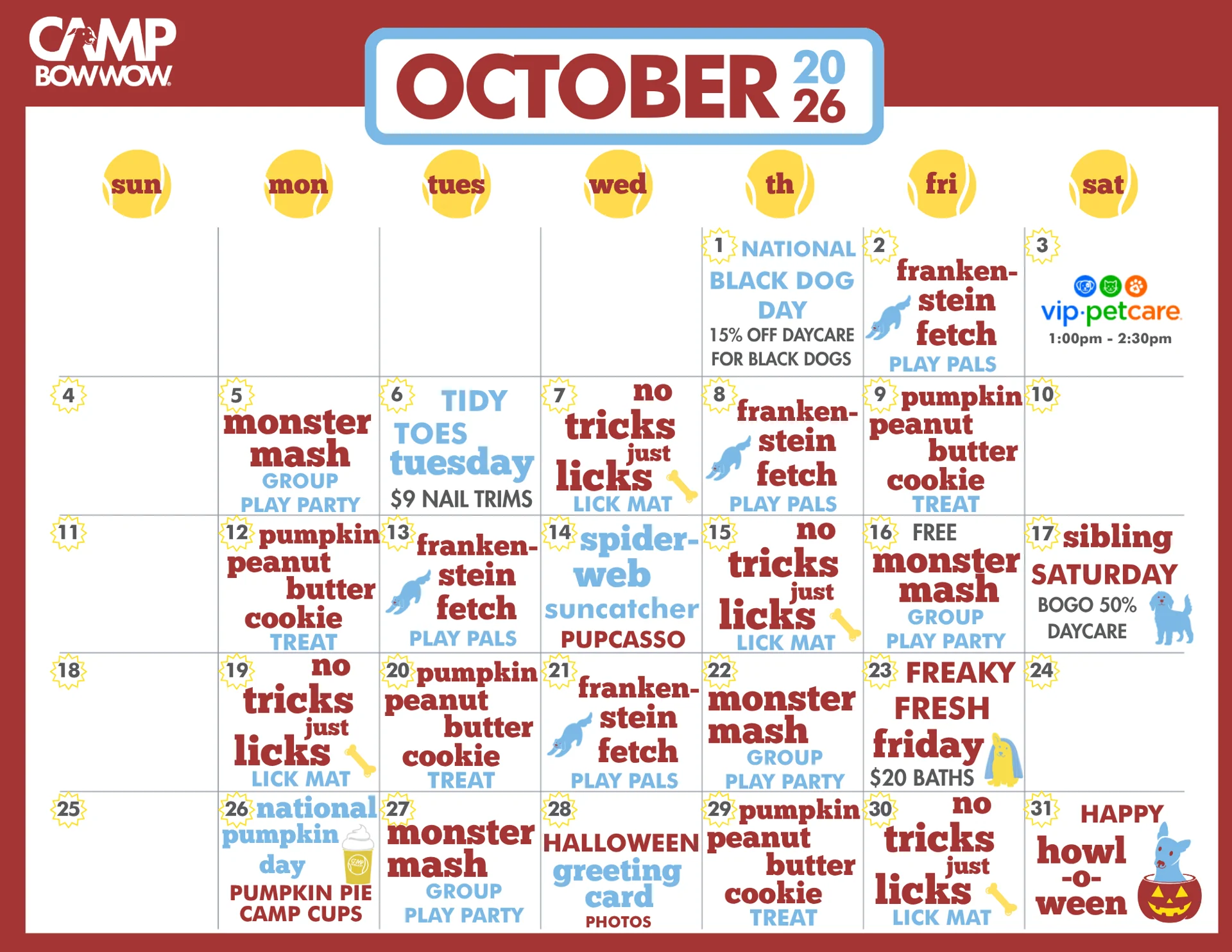 october calendar